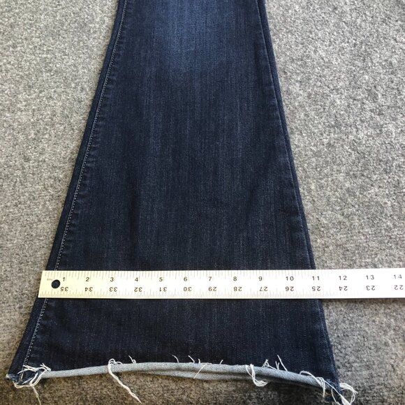 Judy Blue Flare Jeans Womens 11 30 Dark Wash Stretch Wide Leg Raw Hem - Picture 9 of 13